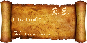 Riha Ernő névjegykártya